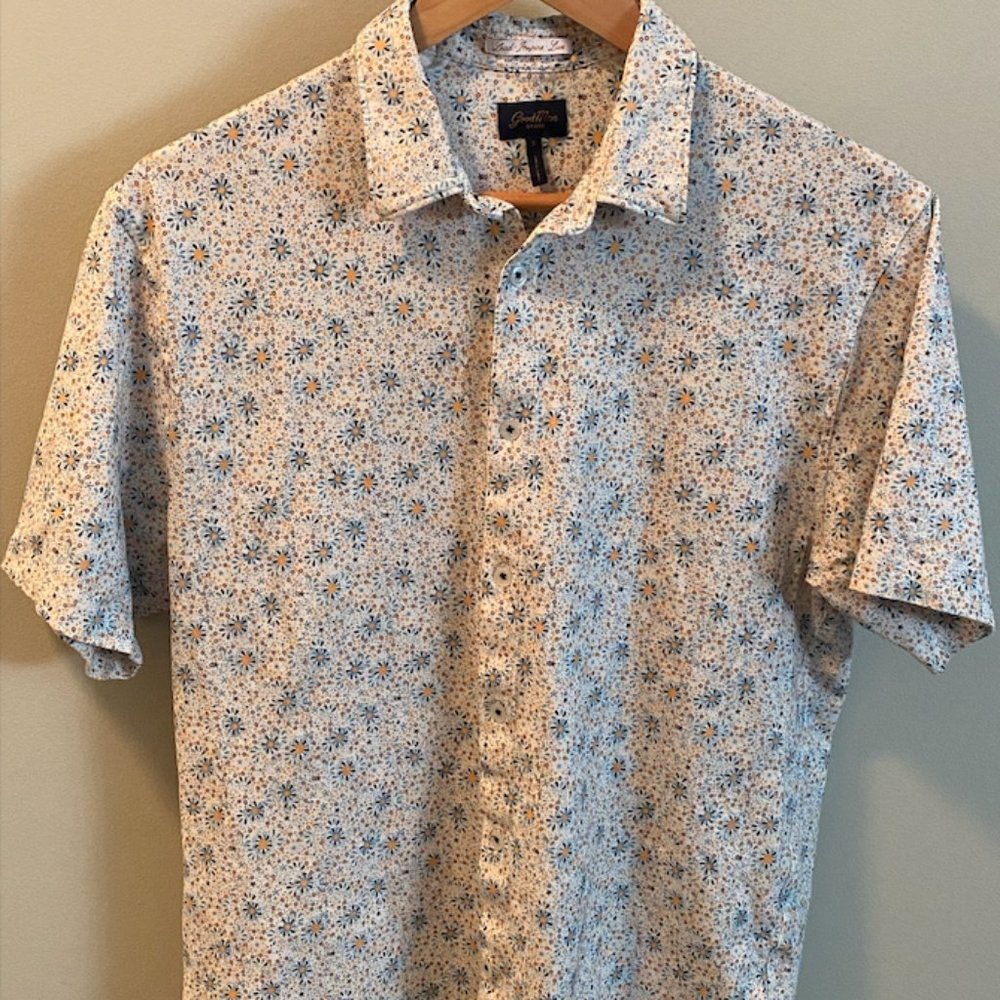 Good Man Brand Soft Jersey Polo Button Down Floral Shirt